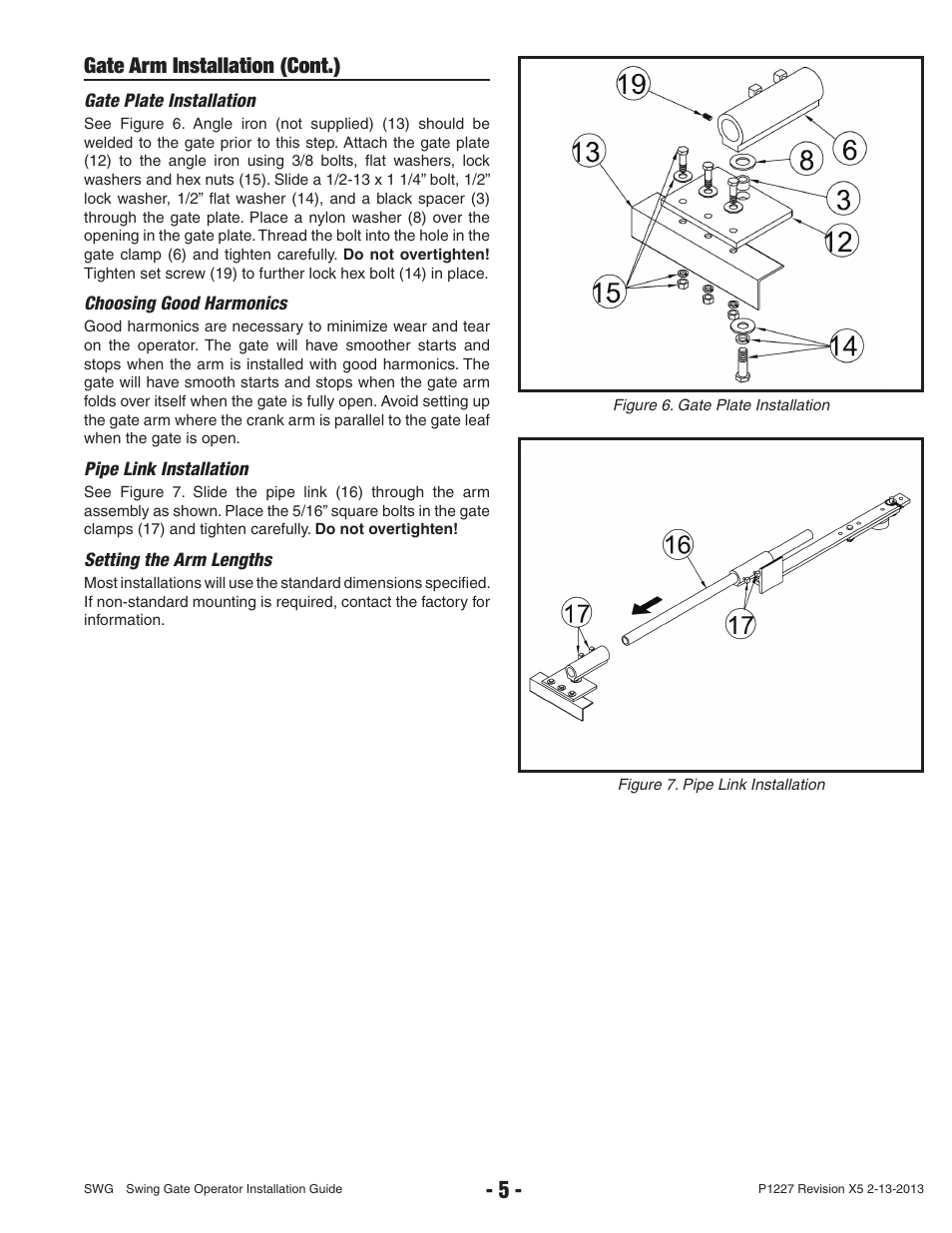 Gate arm installation (cont.) | Controlled Products Systems Group SWG-111 User Manual | Page 7 / 34