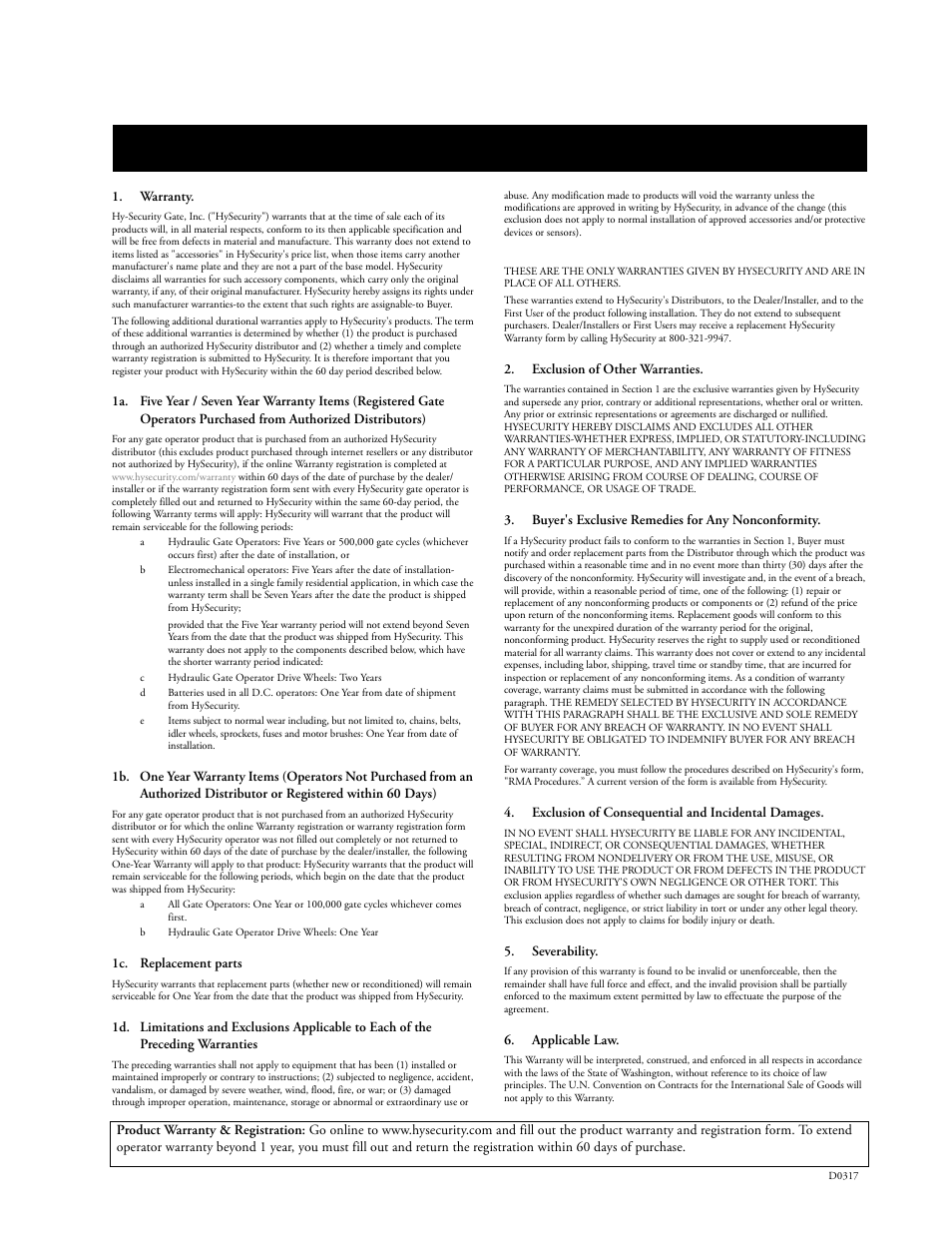 Imited, Arranty | Controlled Products Systems Group SWINGSMART DC 20 User Manual | Page 135 / 136