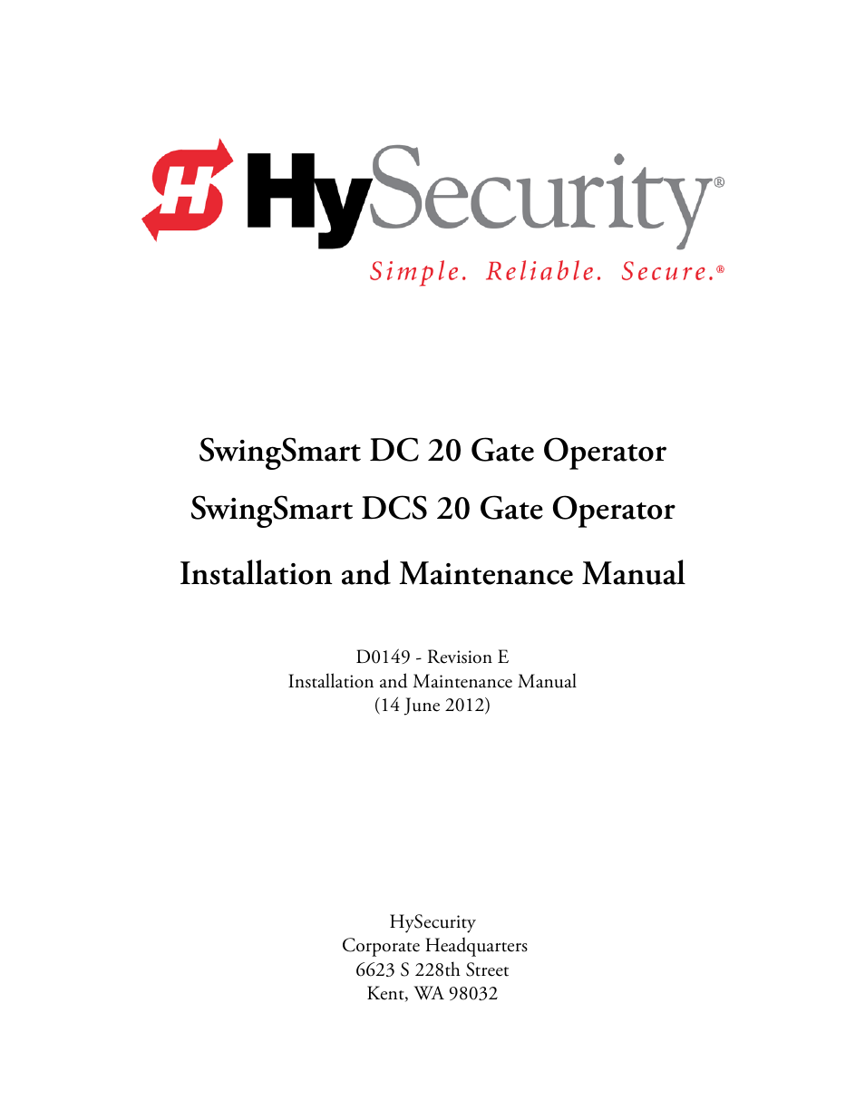 Controlled Products Systems Group SWINGSMART DC 20 User Manual | Page 3 / 136