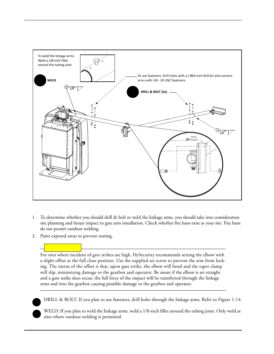 Completing gate arm installation -12, Completing gate arm installation, 1a 1b | Controlled Products Systems Group SWINGSMART DC 20 User Manual | Page 34 / 136