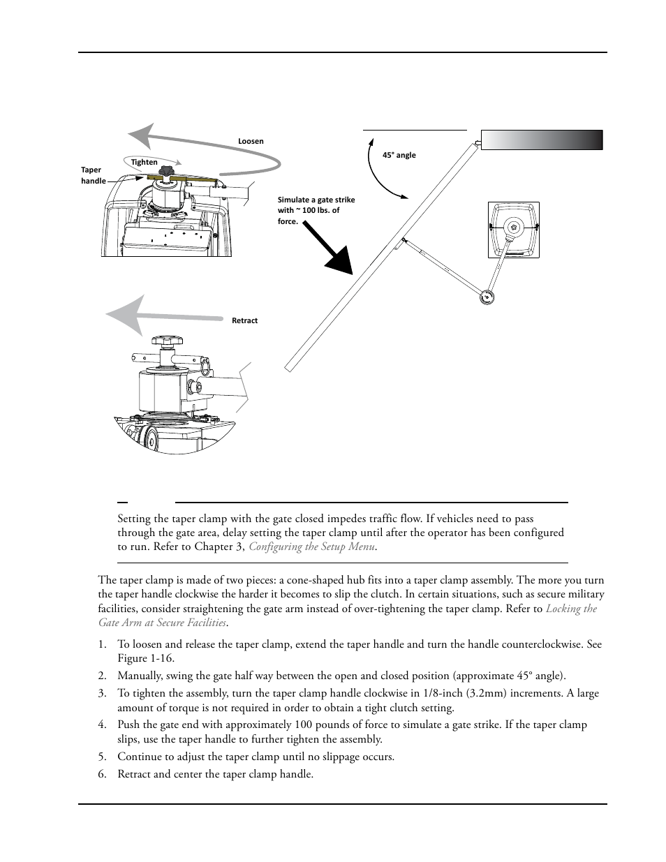 Setting the taper clamp -15, Setting the taper clamp | Controlled Products Systems Group SWINGSMART DC 20 User Manual | Page 37 / 136