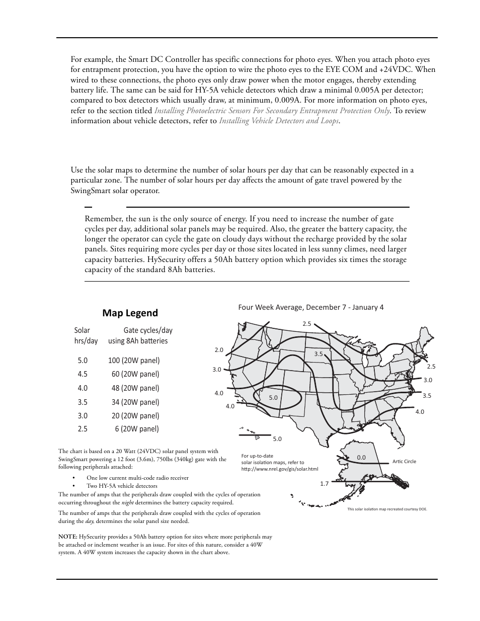 Figure 2-8, Understanding gate activity based on solar zones, Map legend | Controlled Products Systems Group SWINGSMART DC 20 User Manual | Page 49 / 136