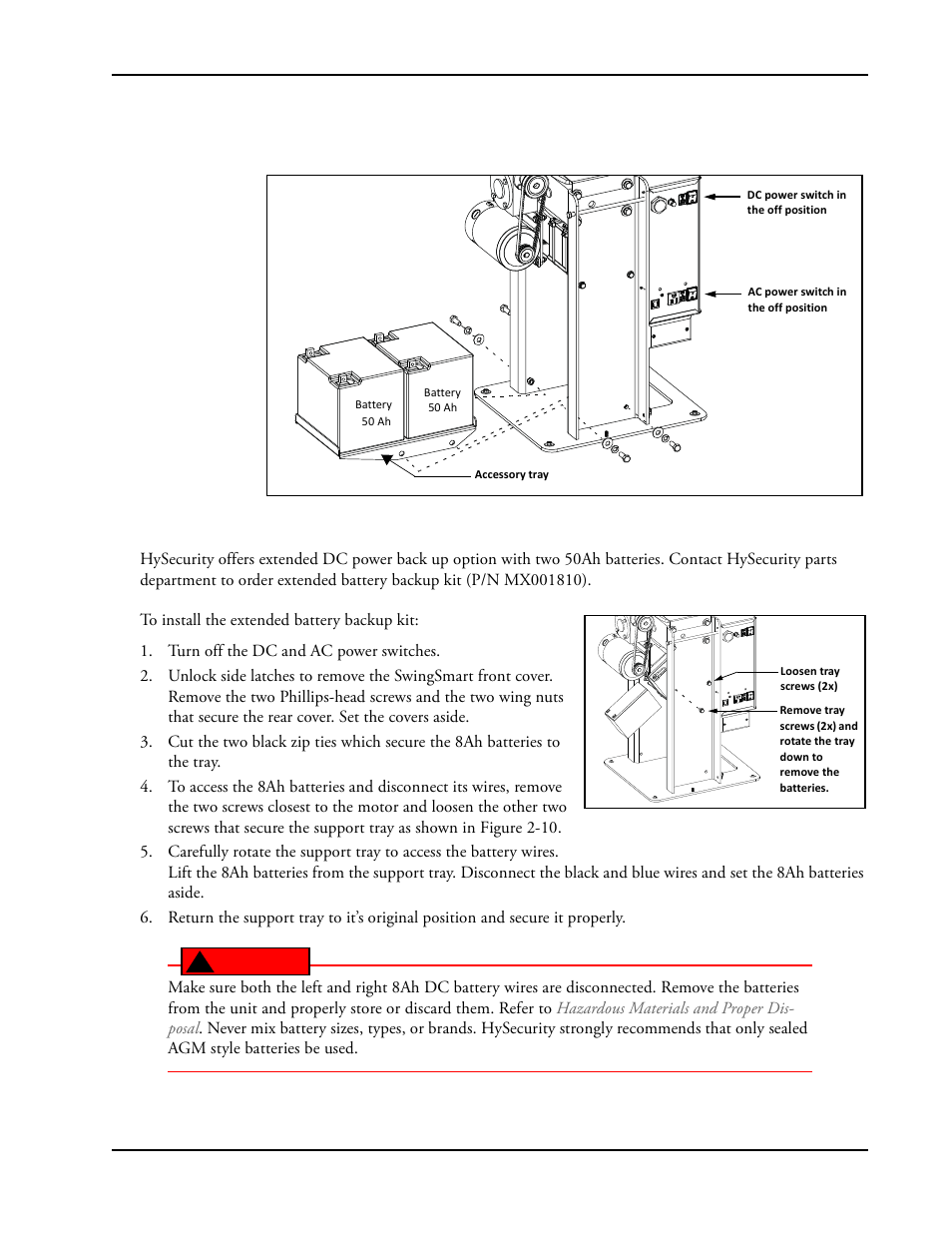 Installing the extended battery backup kit -13, Installing the extended battery, Backup kit | R to, Installing the extended battery backup kit | Controlled Products Systems Group SWINGSMART DC 20 User Manual | Page 51 / 136