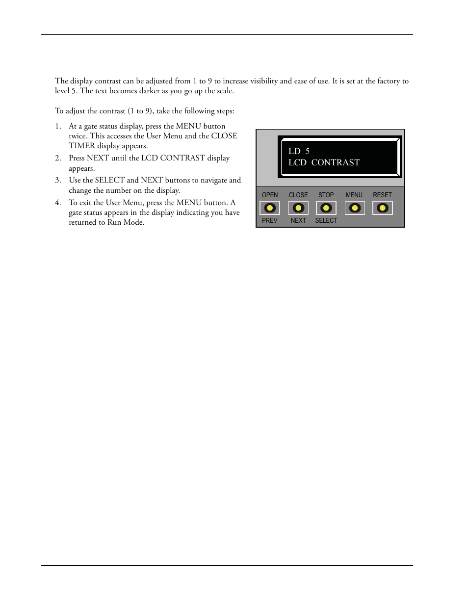 Adjusting the display contrast -12, Adjusting the display contrast | Controlled Products Systems Group SWINGSMART DC 20 User Manual | Page 64 / 136