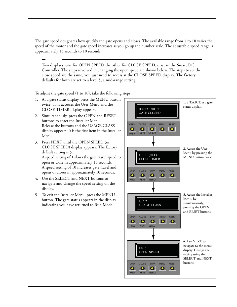 Adjusting the gate speed -17, Adjusting the gate speed | Controlled Products Systems Group SWINGSMART DC 20 User Manual | Page 69 / 136