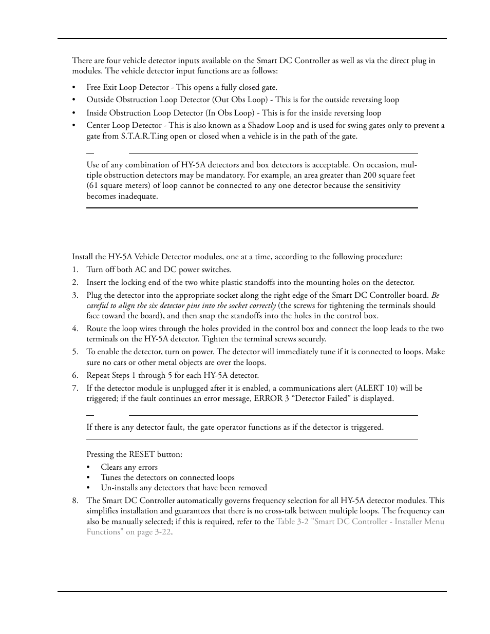 Connecting hy-5a vehicle detectors -5, Hy-5a v | Controlled Products Systems Group SWINGSMART DC 20 User Manual | Page 87 / 136