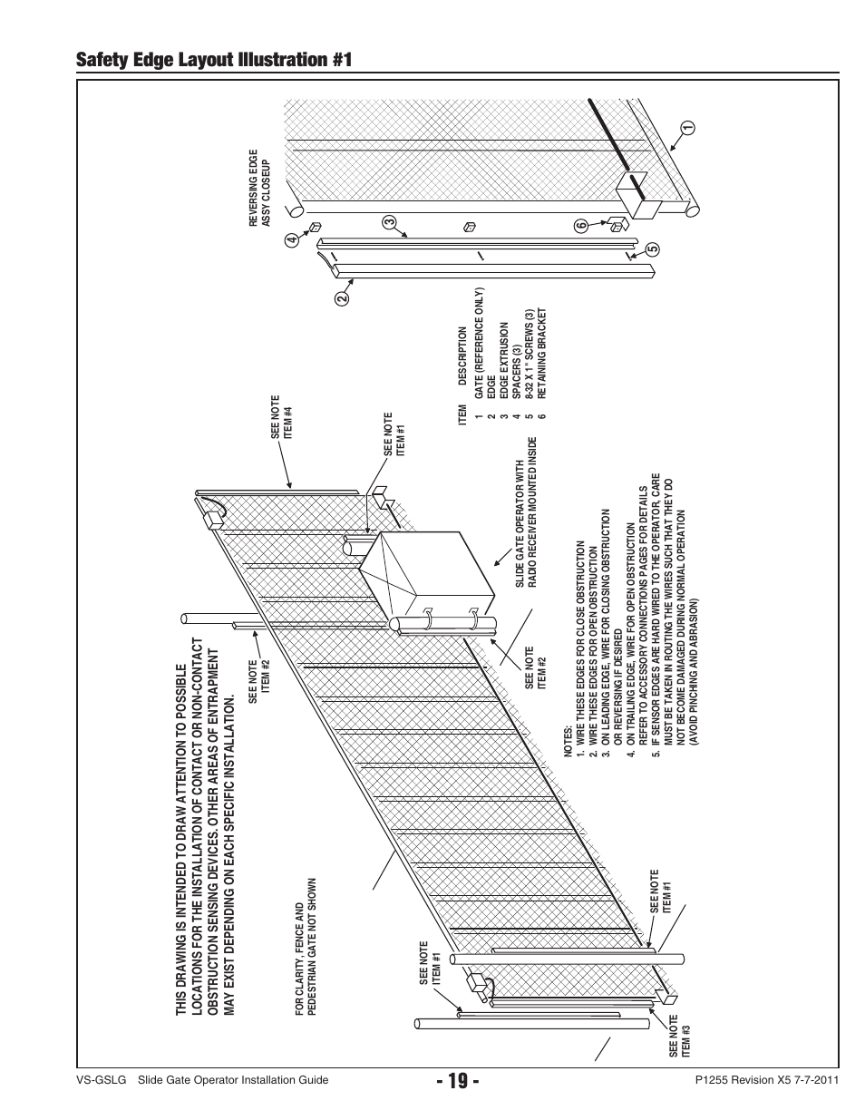 Safety edge layout illustration #1 | Controlled Products Systems Group VS-GSLG-111 User Manual | Page 21 / 36