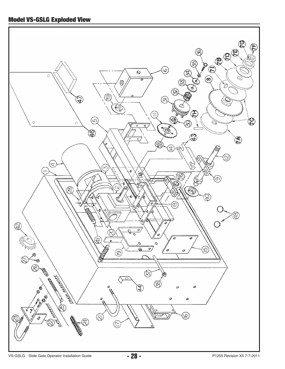 Model vs-gslg exploded view | Controlled Products Systems Group VS-GSLG-111 User Manual | Page 30 / 36