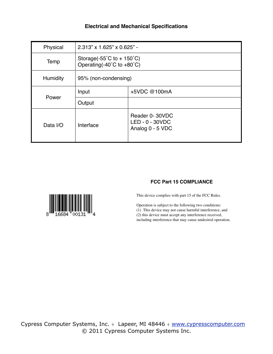 Controlled Products Systems Group CVT-OPTW User Manual | Page 2 / 5