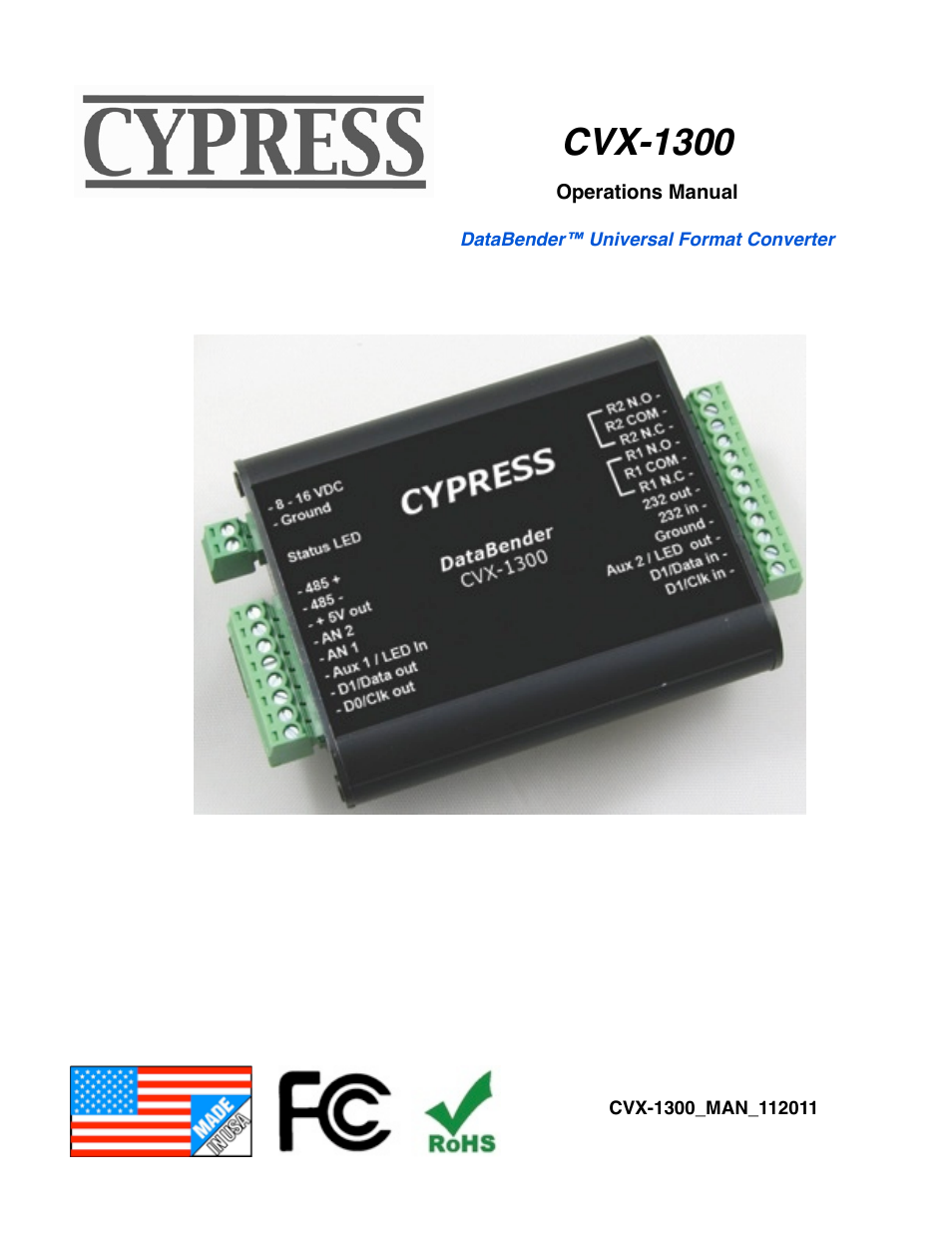 Controlled Products Systems Group CVX-1300 User Manual | 28 pages