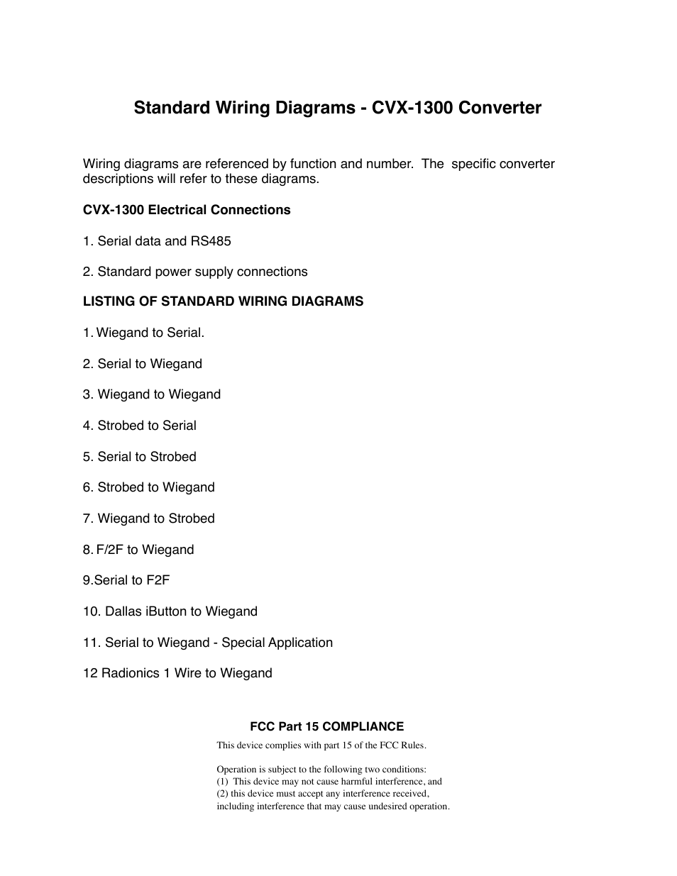 Standard wiring diagrams - cvx-1300 converter | Controlled Products Systems Group CVX-1300 User Manual | Page 14 / 28