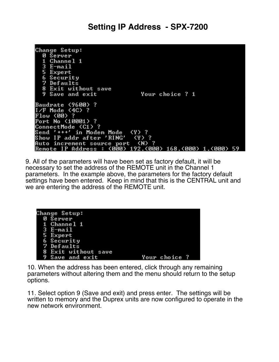 Setting ip address - spx-7200 | Controlled Products Systems Group SPX-7200 User Manual | Page 13 / 22