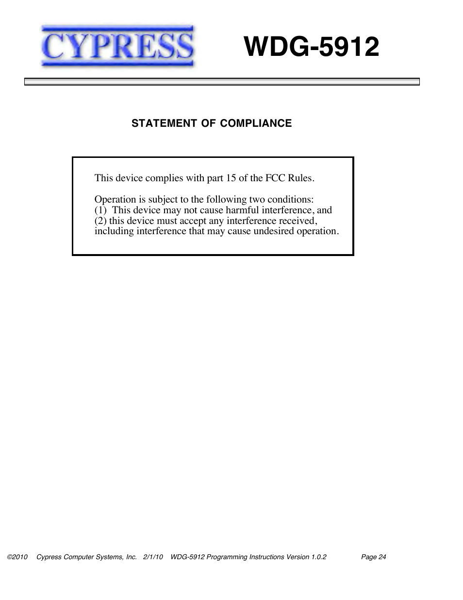 Wdg-5912 | Controlled Products Systems Group WDG-5912 User Manual | Page 30 / 37