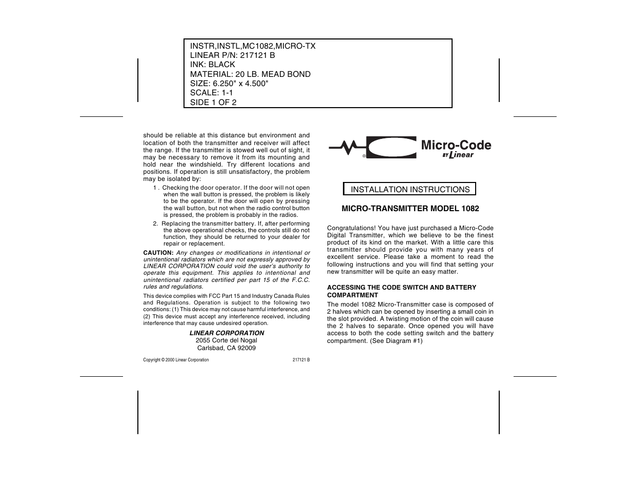 Controlled Products Systems Group 108210 User Manual | 2 pages