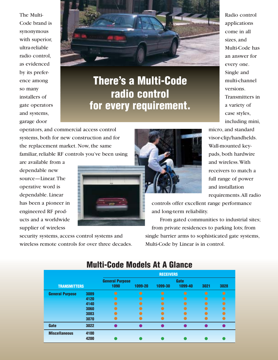 Multi-code models at a glance | Controlled Products Systems Group 302210 User Manual | Page 2 / 4