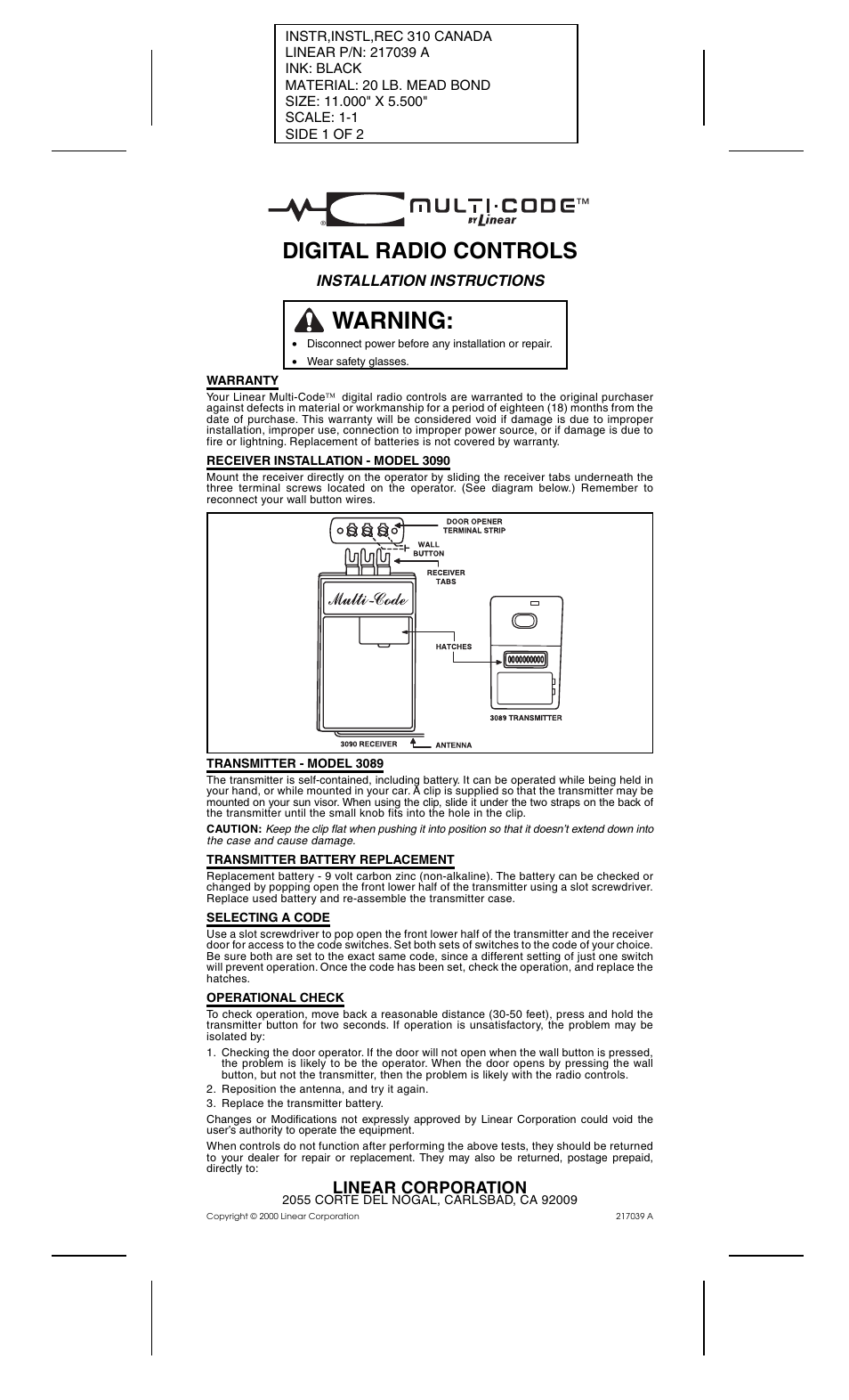 Controlled Products Systems Group 309013 User Manual | 1 page