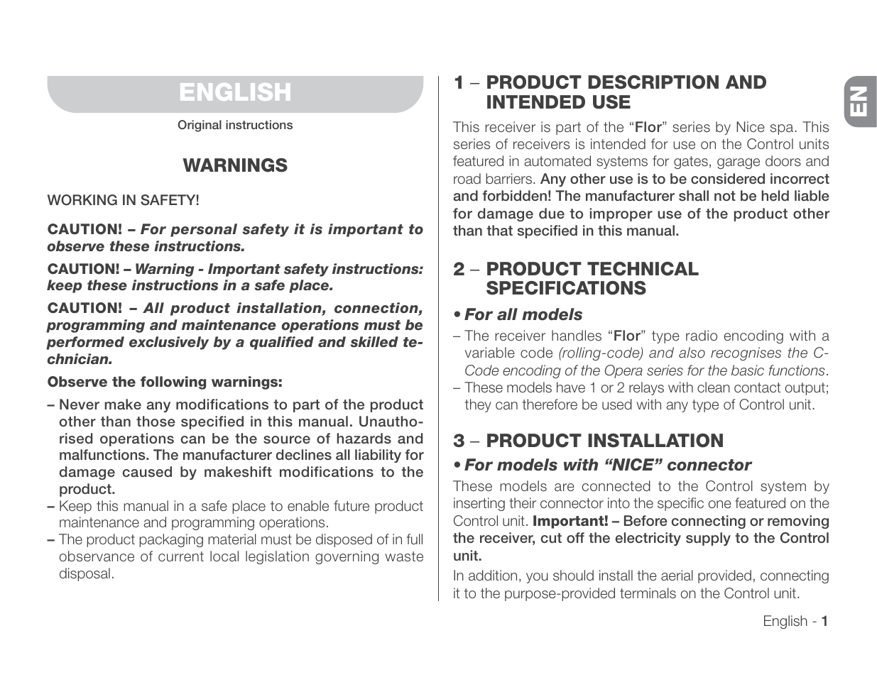 English | Controlled Products Systems Group 318N User Manual | Page 3 / 14