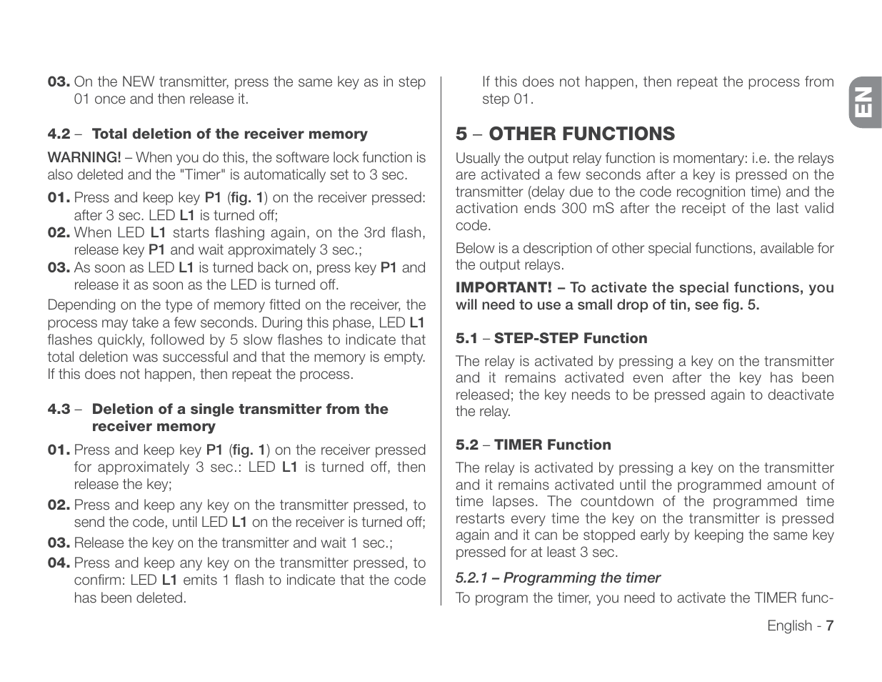 5 – other functions | Controlled Products Systems Group 318N User Manual | Page 9 / 14