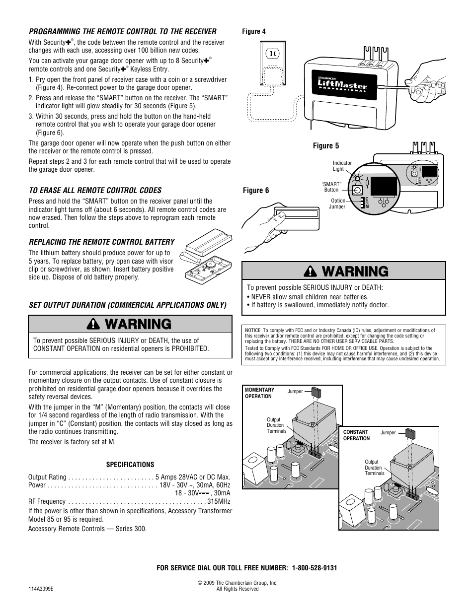 Programming the remote control to the receiver | Controlled Products Systems Group 355LM User Manual | Page 2 / 2