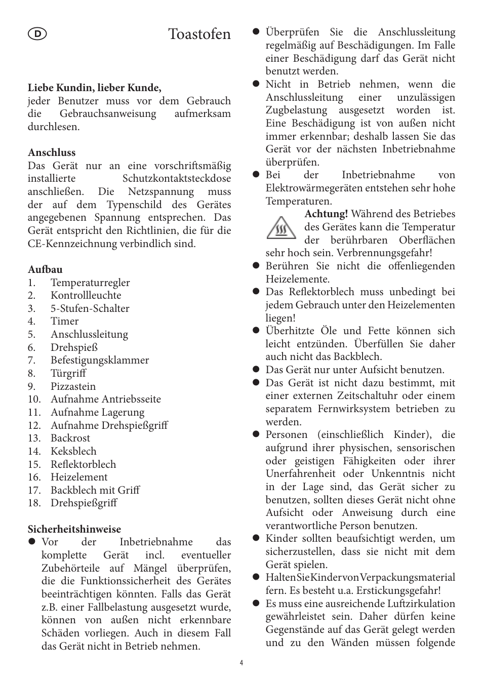 Toastofen | SEVERIN TO 2036 User Manual | Page 4 / 66