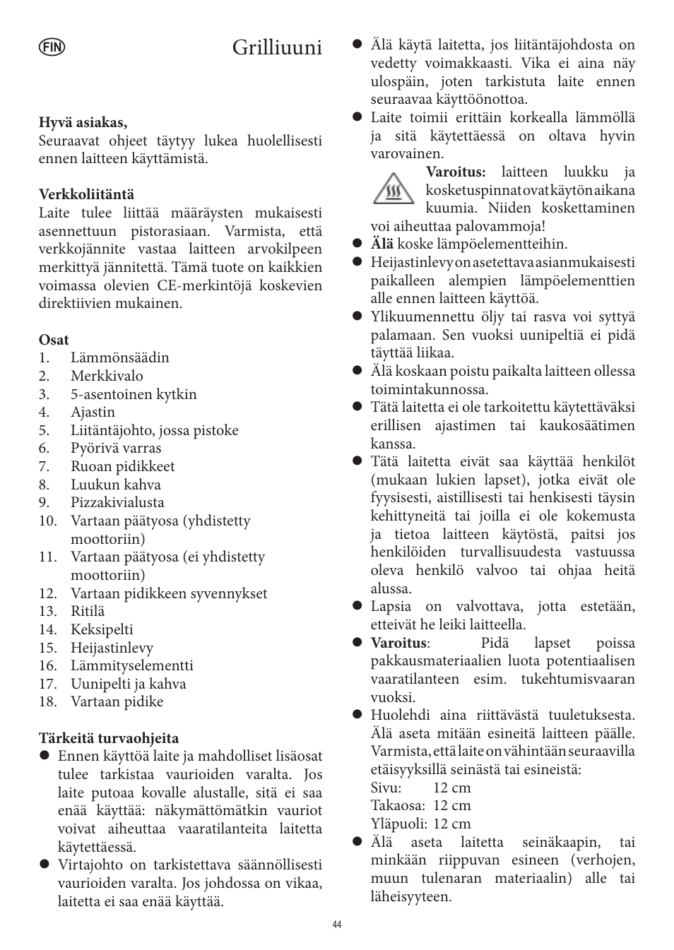 Grilliuuni | SEVERIN TO 2036 User Manual | Page 44 / 66