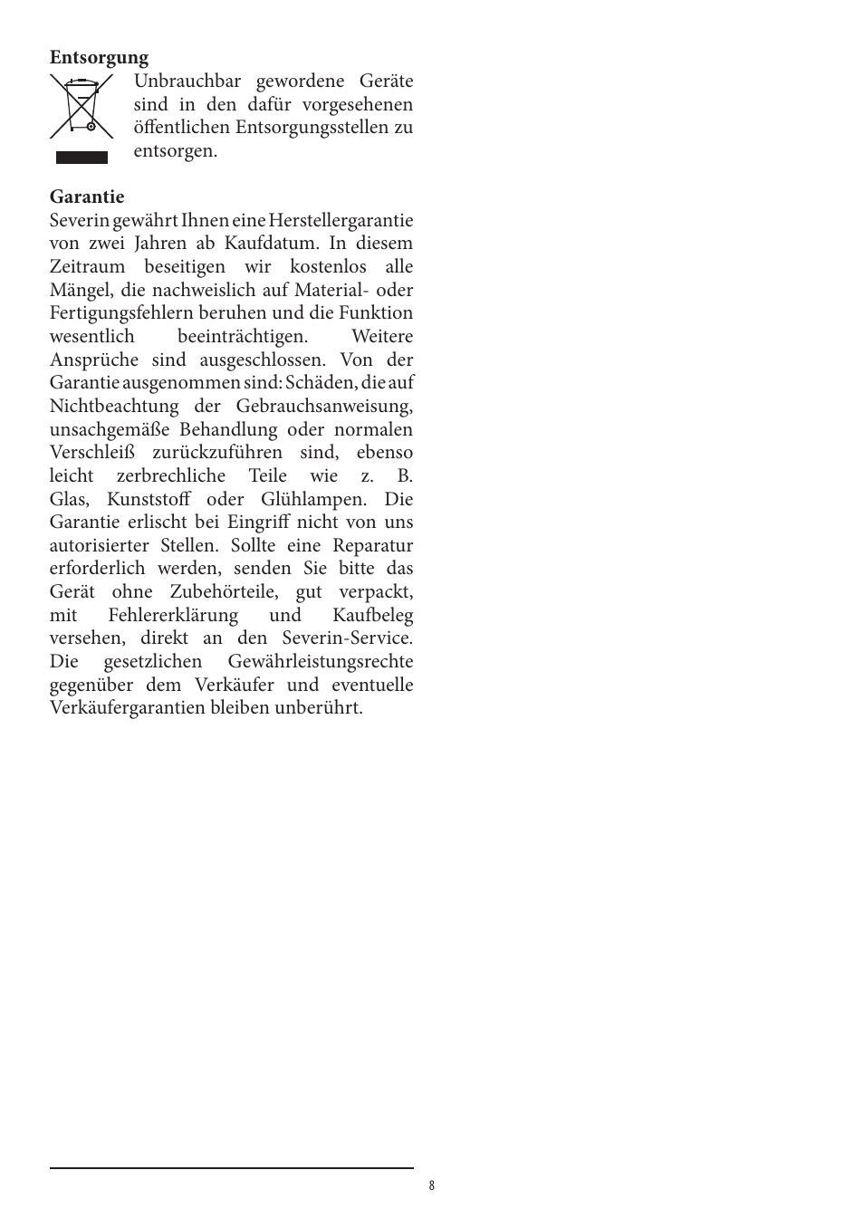SEVERIN TO 2036 User Manual | Page 8 / 66
