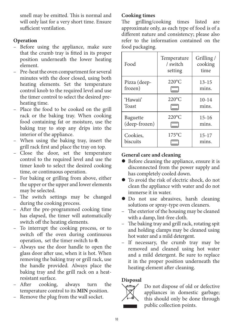 SEVERIN TO 2021 User Manual | Page 10 / 54