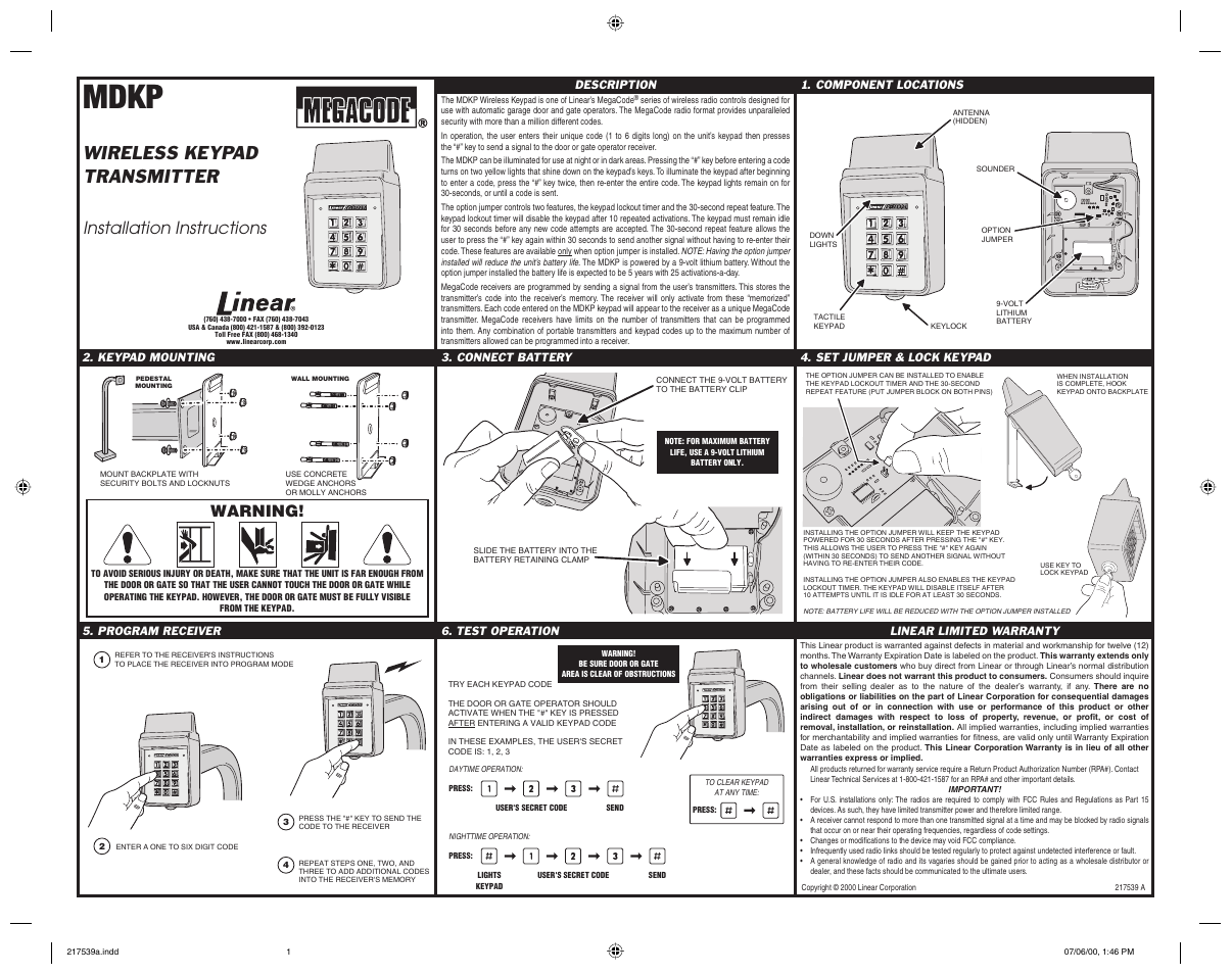 Controlled Products Systems Group MDKP User Manual | 1 page