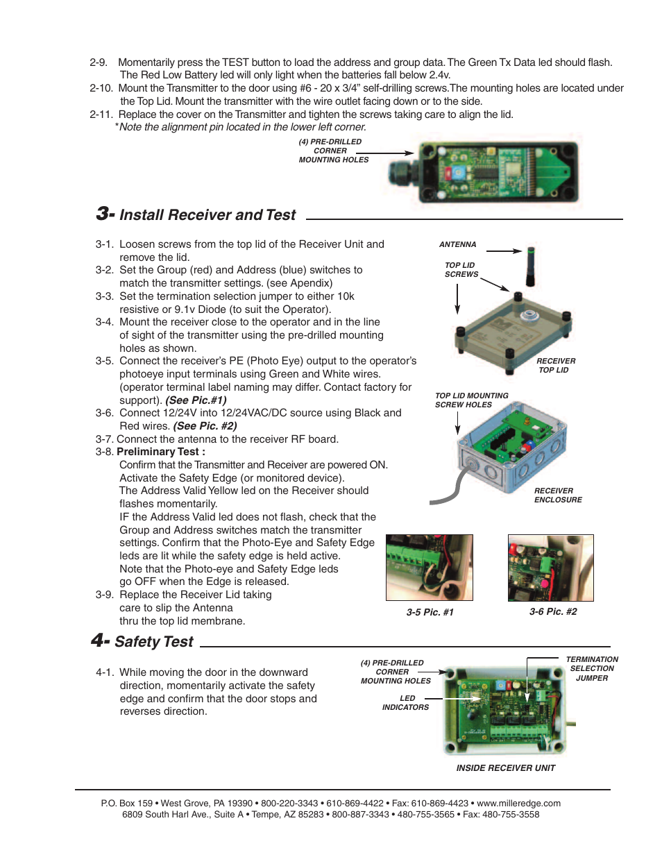 Install receiver and test, Safety test | Controlled Products Systems Group MEL-K20 User Manual | Page 2 / 4