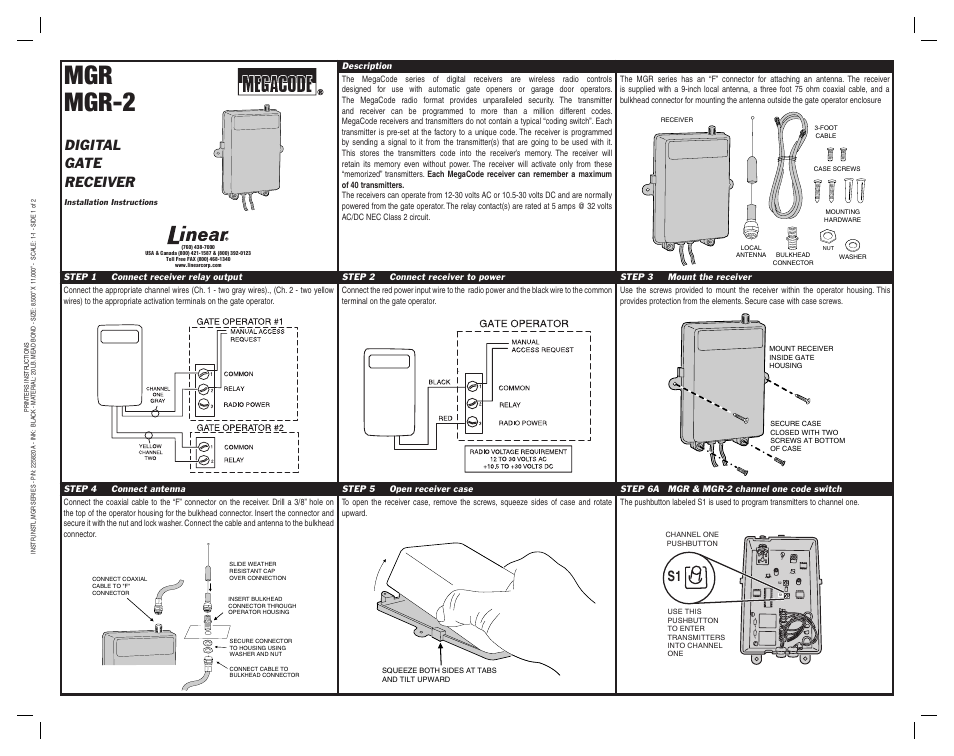 Controlled Products Systems Group MGR User Manual | 2 pages