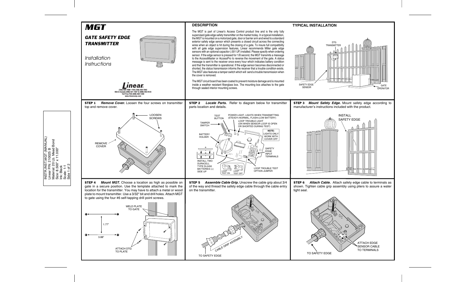 Controlled Products Systems Group MGT User Manual | 2 pages