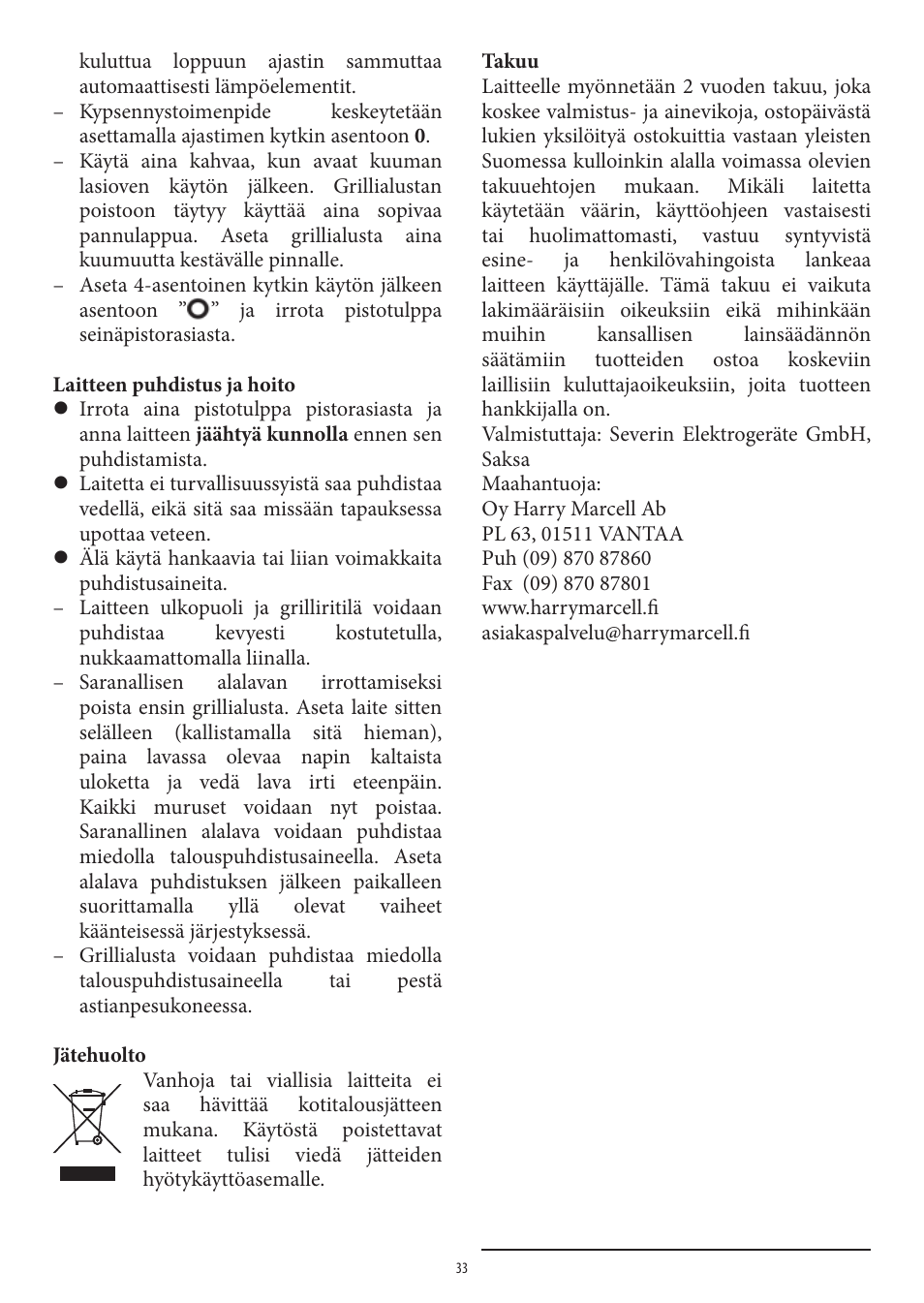 SEVERIN TO 2039 User Manual | Page 33 / 50