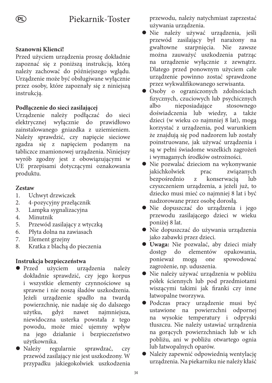 Piekarnik-toster | SEVERIN TO 2039 User Manual | Page 34 / 50