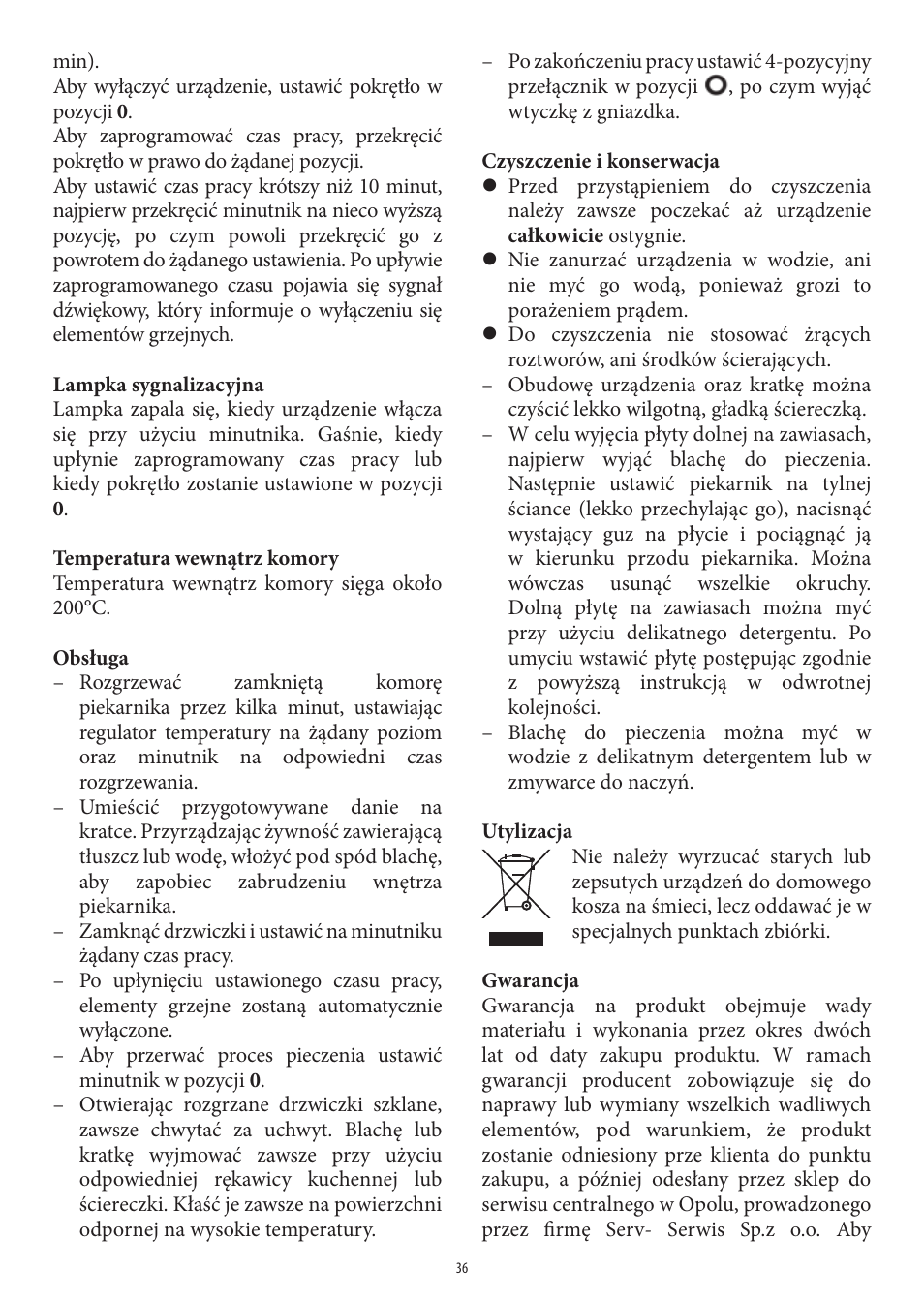 SEVERIN TO 2039 User Manual | Page 36 / 50