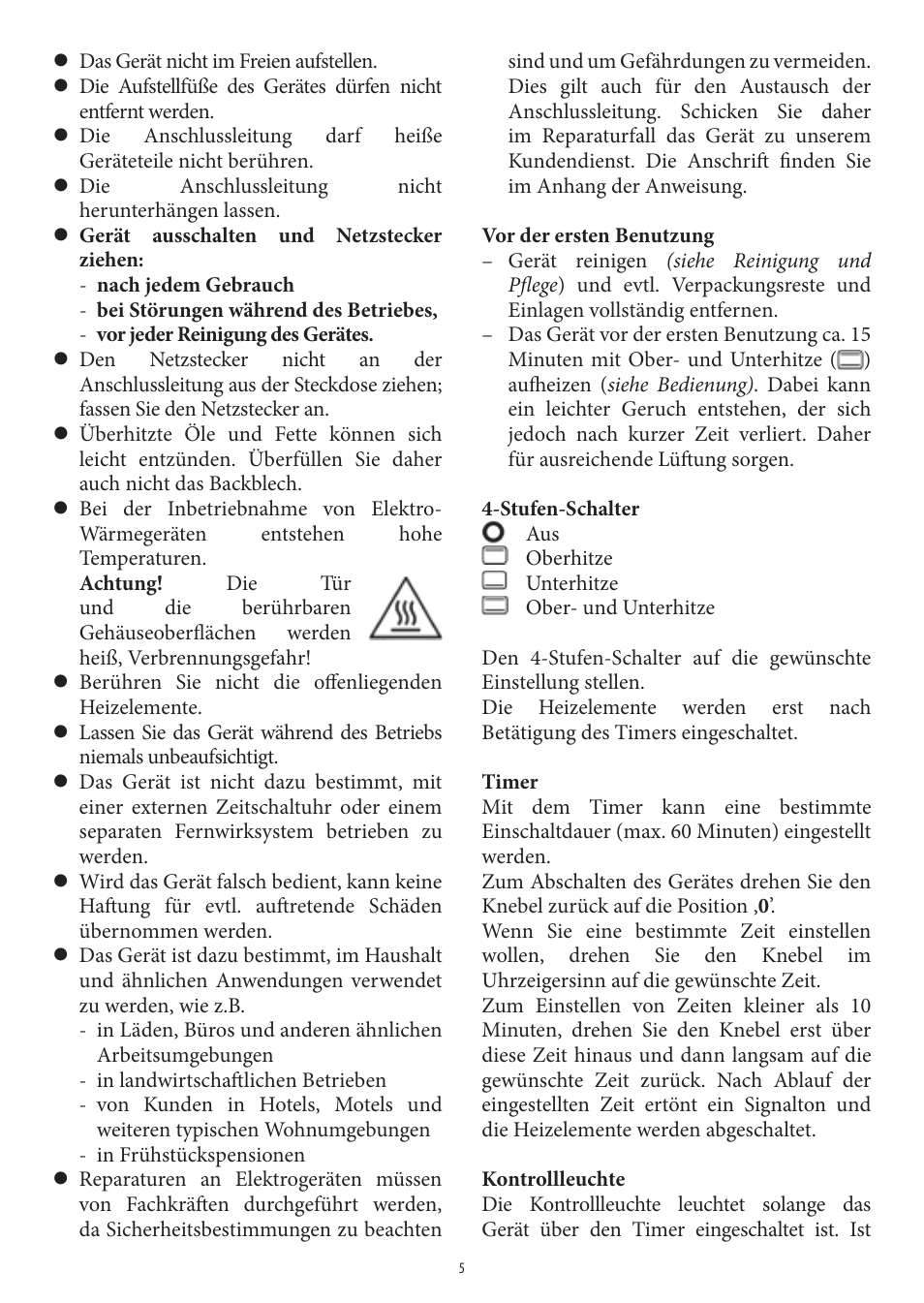 SEVERIN TO 2039 User Manual | Page 5 / 50
