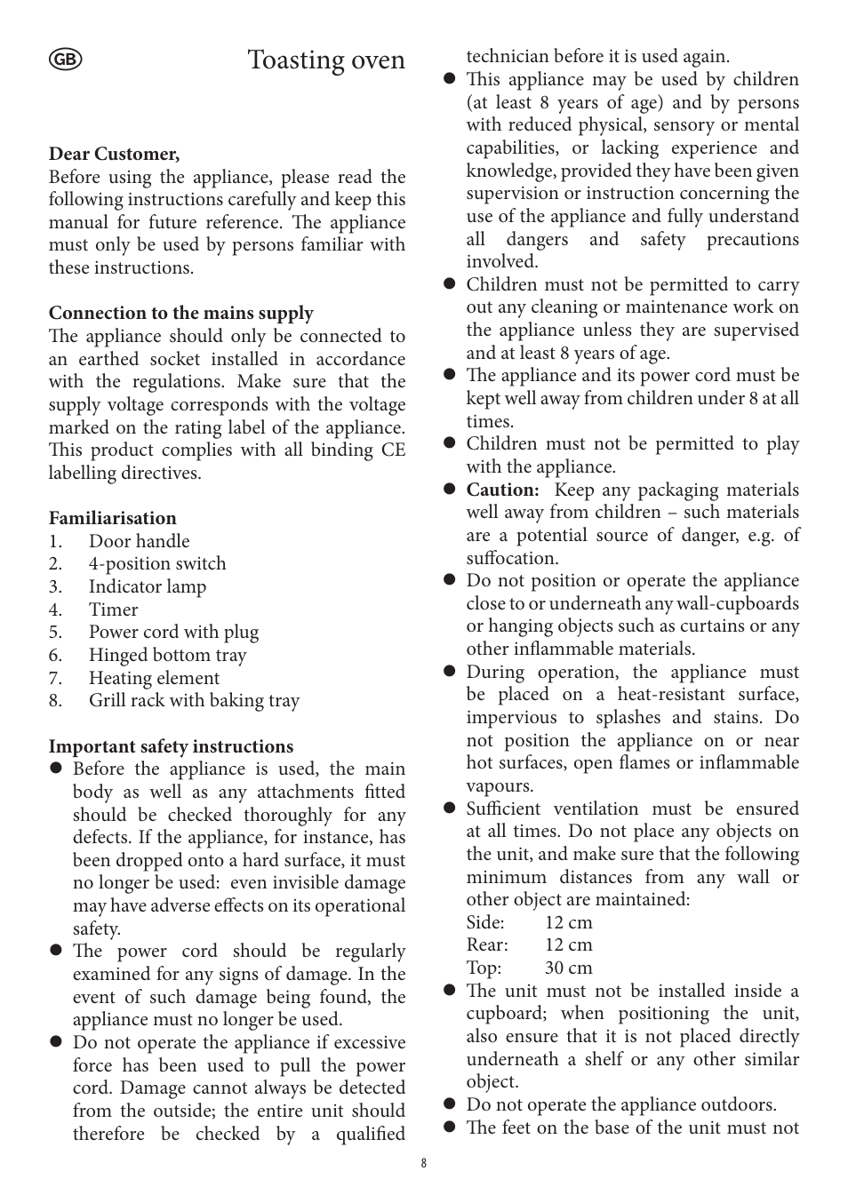 Toasting oven | SEVERIN TO 2039 User Manual | Page 8 / 50