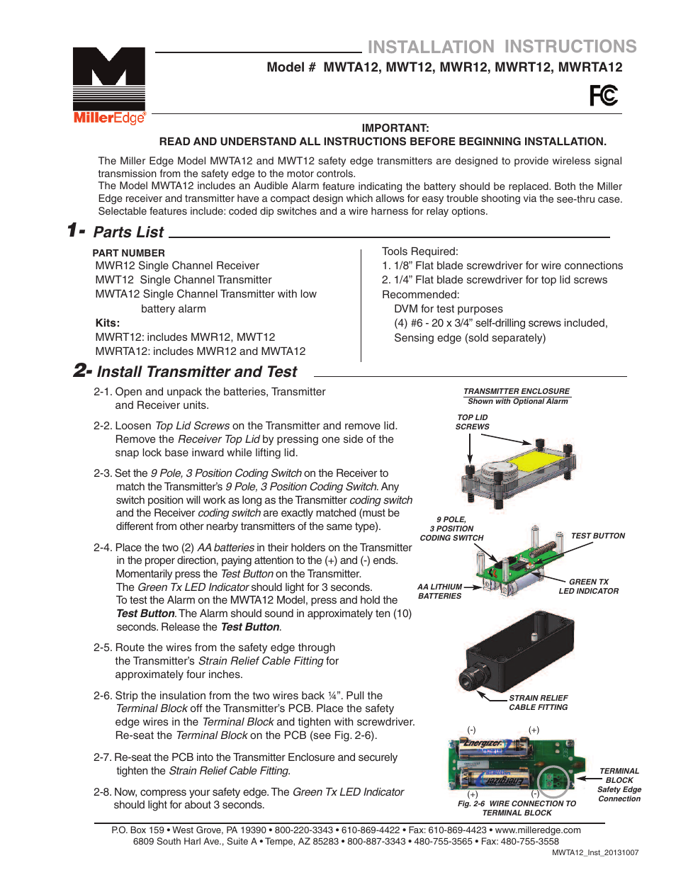 Controlled Products Systems Group MWRT12 User Manual | 3 pages