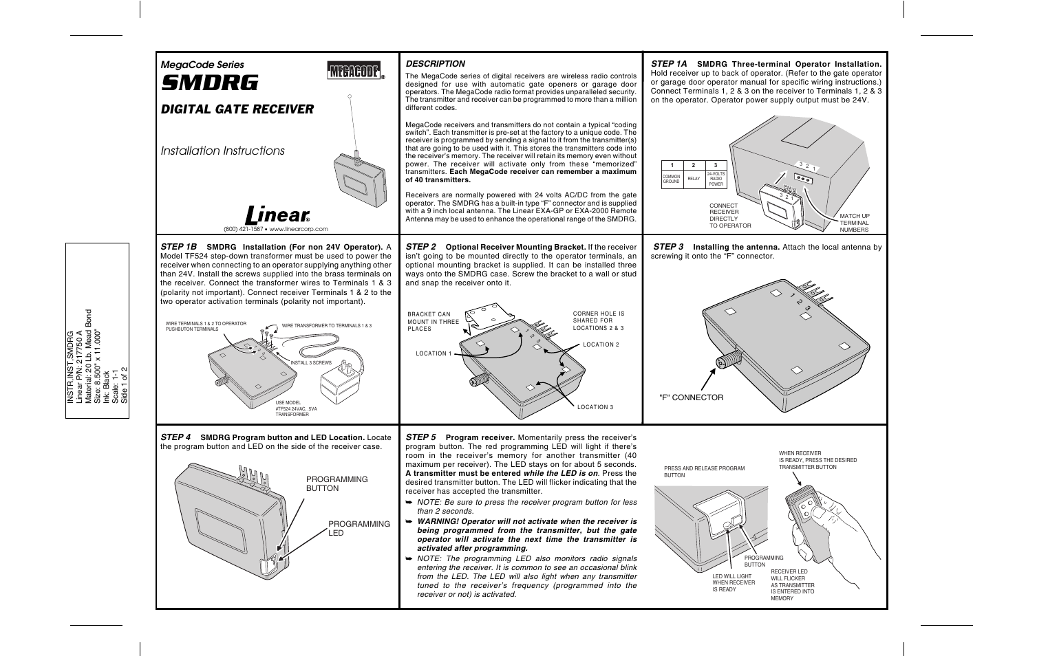 Controlled Products Systems Group SMDRG User Manual | 2 pages
