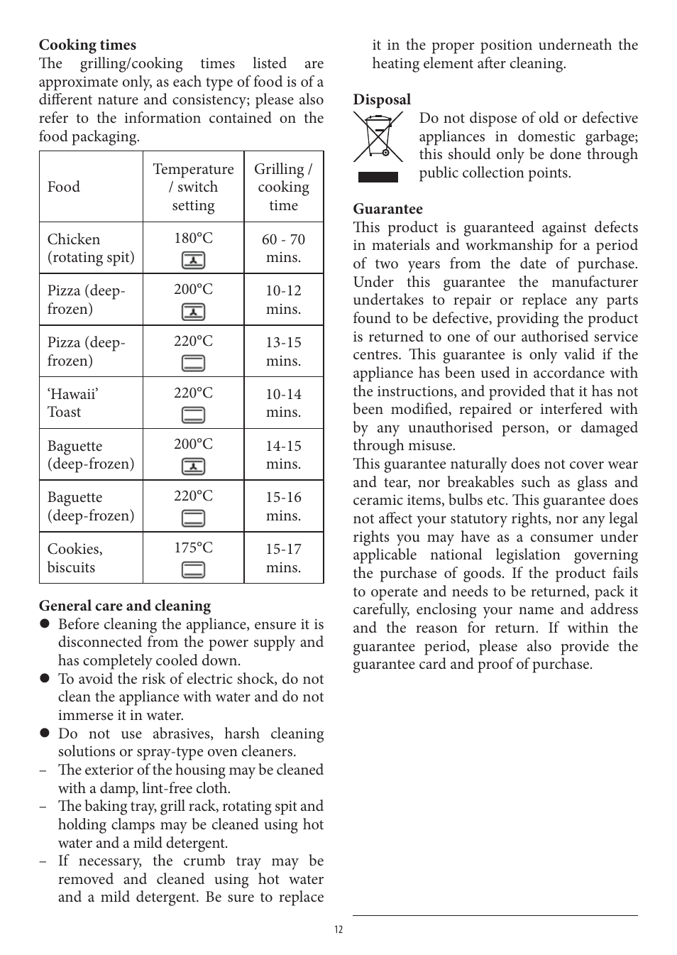 SEVERIN TO 2040 User Manual | Page 12 / 62