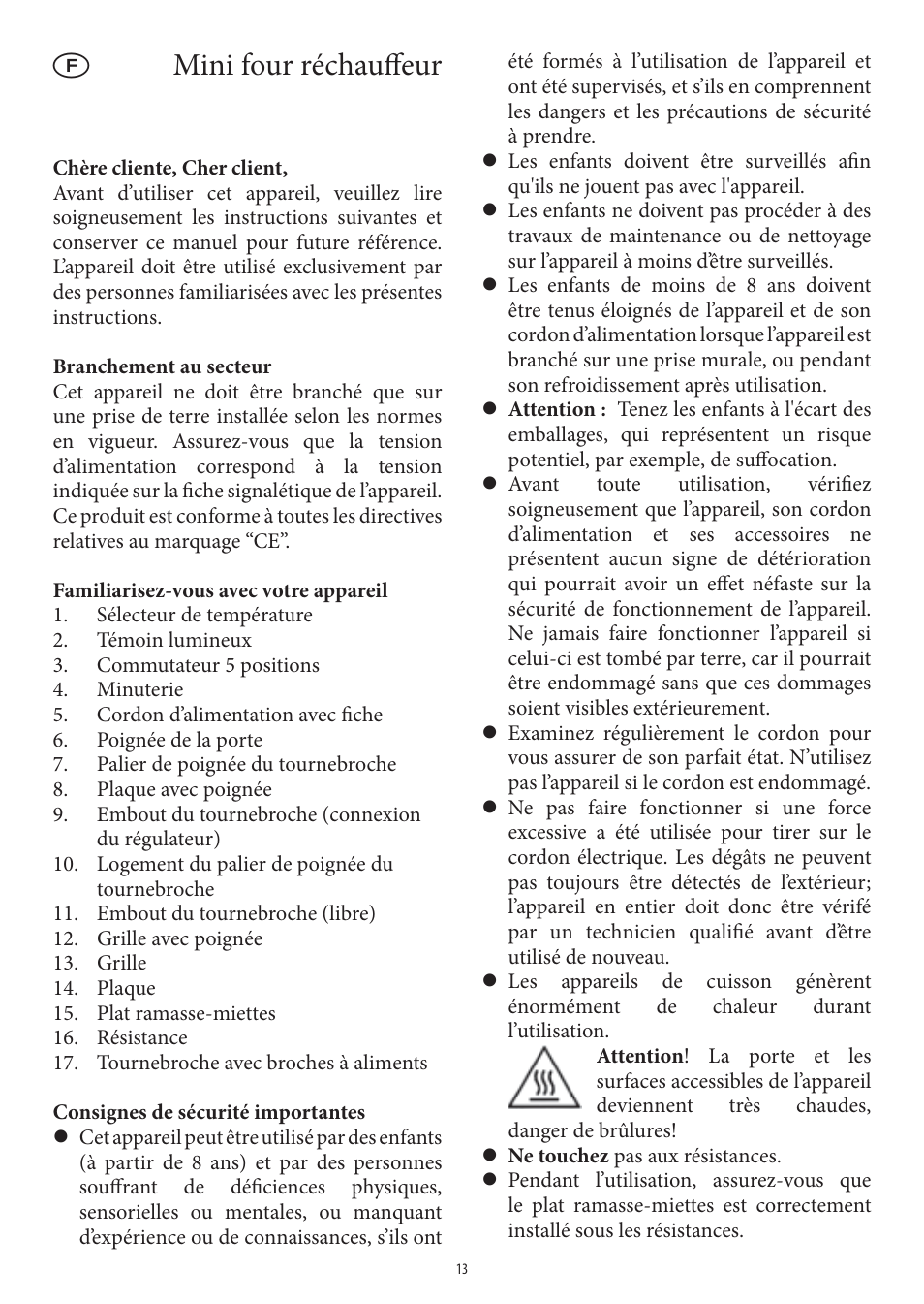 Mini four réchauff eur | SEVERIN TO 2040 User Manual | Page 13 / 62