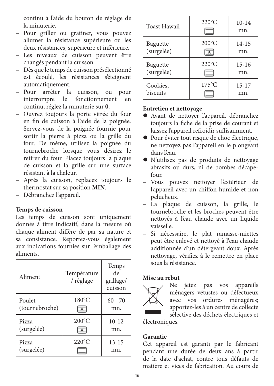 SEVERIN TO 2040 User Manual | Page 16 / 62