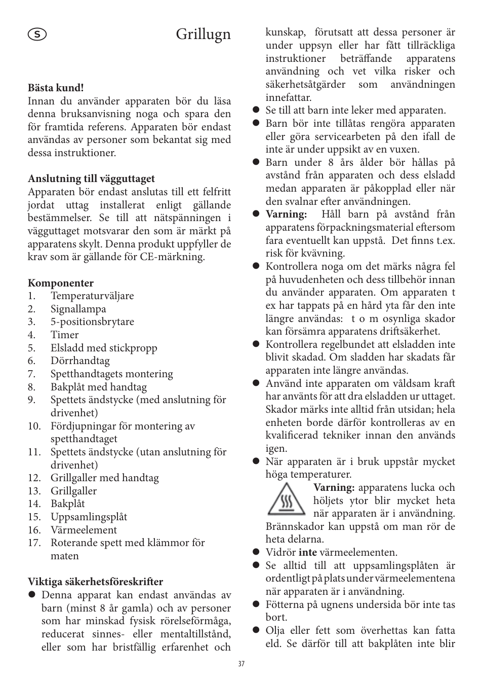 Grillugn | SEVERIN TO 2040 User Manual | Page 37 / 62