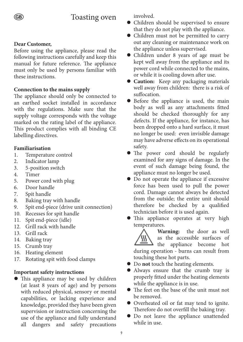 Toasting oven | SEVERIN TO 2040 User Manual | Page 9 / 62