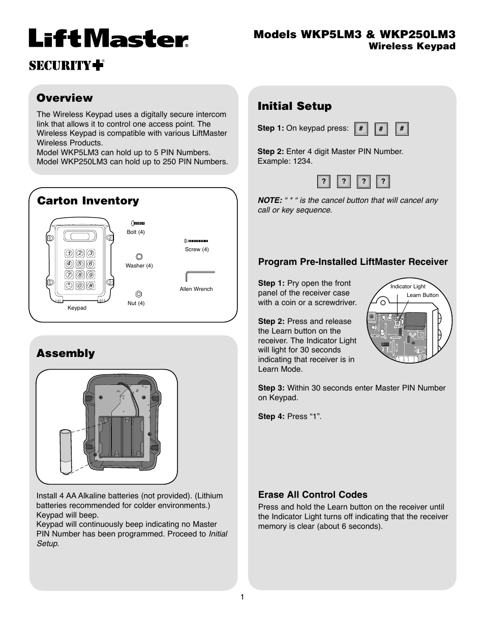 Controlled Products Systems Group WKP250LM User Manual | 4 pages