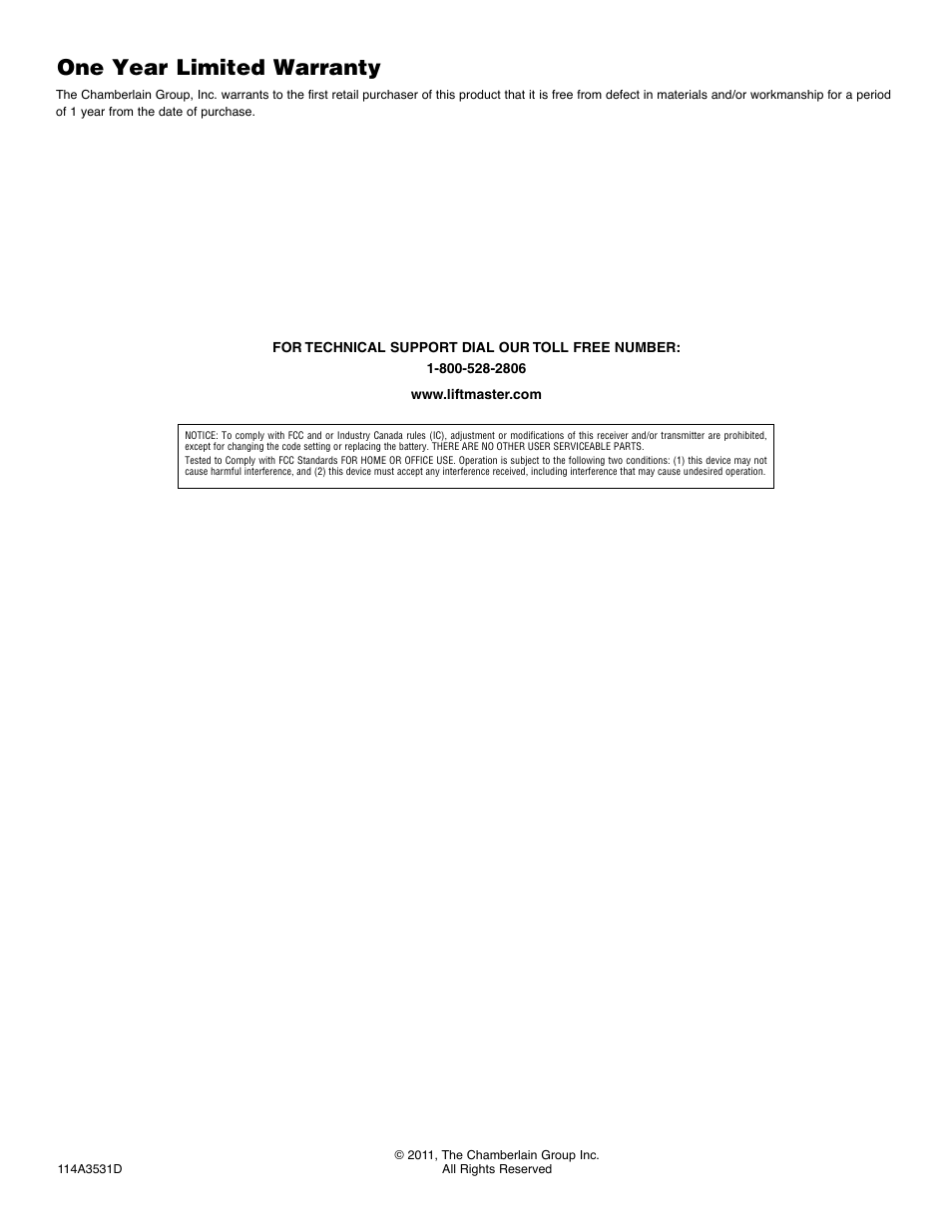 One year limited warranty | Controlled Products Systems Group WKP250LM User Manual | Page 4 / 4