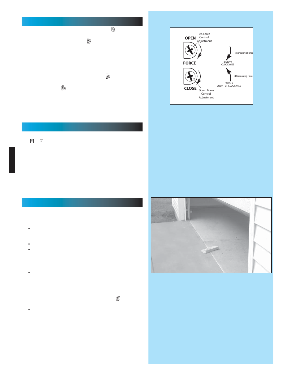 Contact reverse test, Up/down force erase - open/close travel limit | Controlled Products Systems Group 1024 User Manual | Page 22 / 30