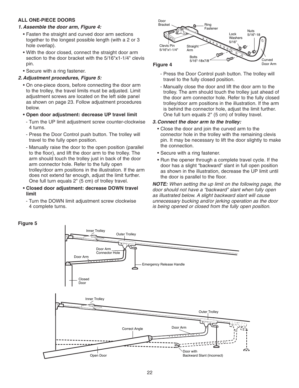 All one-piece doors | Chamberlain 3265 1/2 HP User Manual | Page 22 / 36