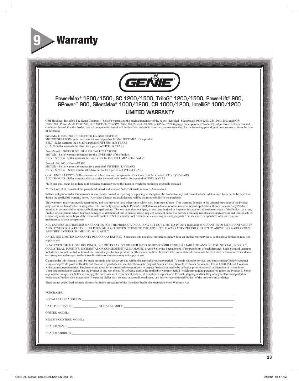 Warranty, Powermax, 900, gpower | 900, silentmax | Controlled Products Systems Group 4024 User Manual | Page 23 / 24