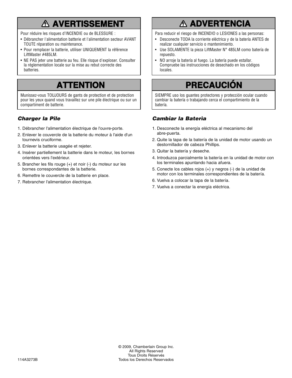 French/spanish | Controlled Products Systems Group 485LM User Manual | Page 2 / 2