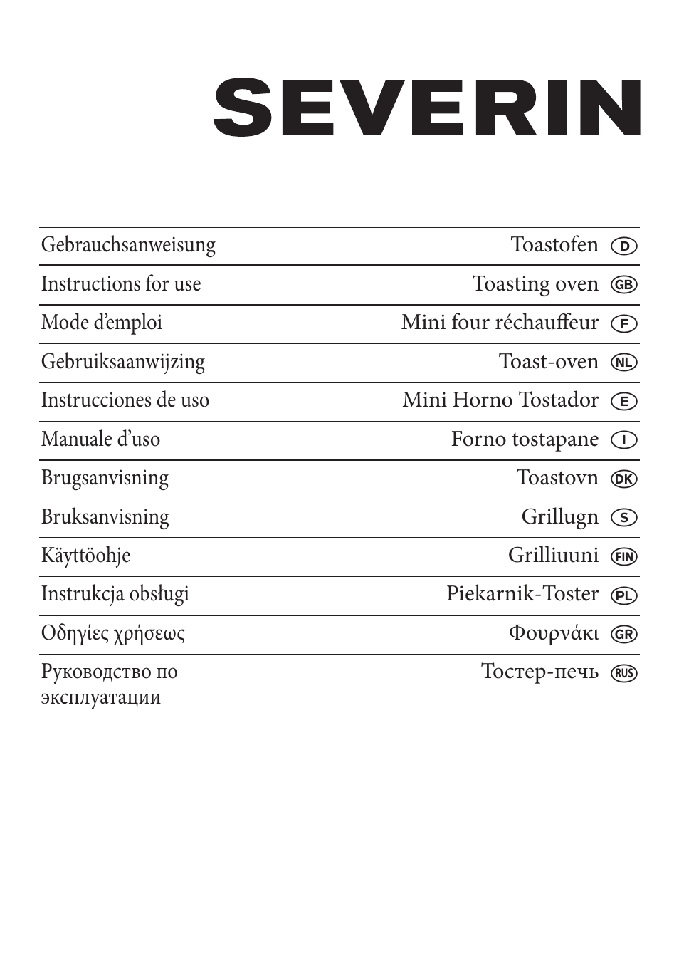 SEVERIN TO 2041 User Manual | 54 pages